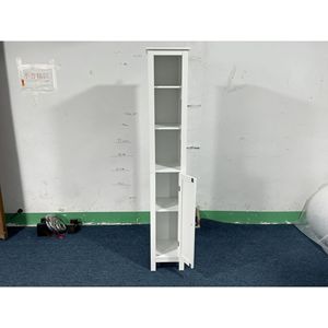 Mobiletto da Bagno Autoportante Alto 170 cm con 1 Anta, Scomparti Aperti Anti-Ribaltamento e Ripiani Regolabili, Ideale anche per la Cucina - Product Image 2