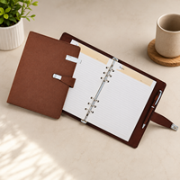 Meilleur cahier personnalisé en cuir de taille A5 à couverture rigide imprimé Horizontal élastique plus proche reliure thermique tissu papier métal raccord