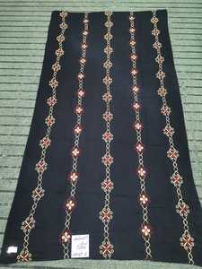 Wholesale Embroidered Viscose Shawl Garbasaar Black Gold Red Floral Vine Stripe Lightweight Party Wear OEM ODM Custom - Product Image 3