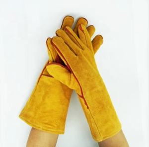 Gants à souder/résistant au feu, 1 paire, nouveau Design, jaune, de qualité AB, faible quantité minimale de commande/OEM, en cuir robuste, pour le travail de Construction - Product Image 6
