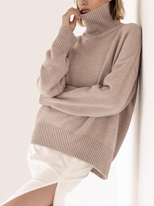 Suéter de Punto con Cuello Alto para Mujer, Cálido, Suave, de Manga Larga, Grueso, para Invierno, Cómodo, Informal, para Uso Diario, Producción Personalizada - Product Image 4