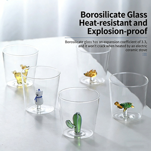Gobelet en verre simple et mignon en forme de dessin animé 3D pour la maison, à paroi simple, pour jus et boissons froides, en verre borosilicate de haute qualité - Product Image 3
