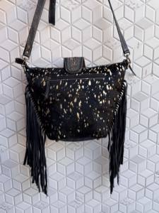 Nouveauté : Sac à main en cuir métallisé et fourrure, collection élégante, sac à main pour femme en cuir sculpté à la main avec franges - Product Image 3