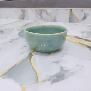 Minimalist Green Glazed Ceramic Small Bowl with Smooth Finish, Versatile <b>Handmade</b> Stoneware Dish for Kitchen Tabletop Home Décor - Product Image 2