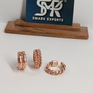 Bague de thérapie magnétique en cuivre, artisanale, tressée, audacieuse et légère, à motif chaîne, style antique, traditionnel et moderne, réglable - Product Image 4