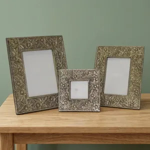 Handmade Metal Embossed Floral Rectangle Photo <b>Frame</b> Set Tabletop Decorative Picture <b>Frame</b> - Product Image 4