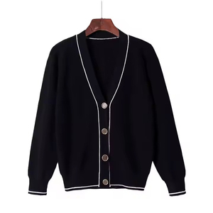 Women's <b>Black</b> <b>Turtleneck</b> Sweater Full Sleeve Button Front Closure Casual Autumn Knitwear 100% Polyester Solid Color Front - Product Image 6