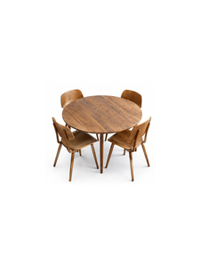 Mesa de Comedor Redonda Moderna de Madera Maciza con 4 Sillas, Diseño de Mediados de Siglo, Juego de Muebles Estables para el Comedor - Product Image 2