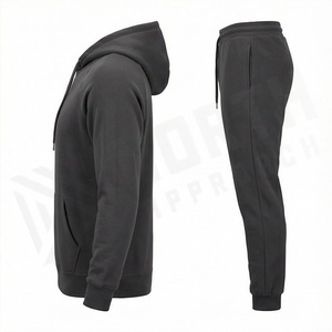 Ensemble de survêtement pour homme, couleur unie, à capuche, manches longues, sweat-shirt décontracté et pantalon de jogging, coton respirant, vêtements d'automne - Product Image 3