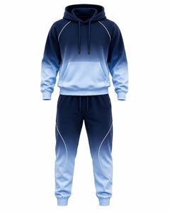 Conjunto Deportivo de 2 Piezas para Hombre, Sudadera con Capucha y Pantalones de Chándal con Cordón, Color Degradado, Manga Larga, Ropa Deportiva Informal - Product Image 5