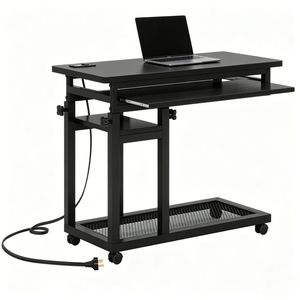Tavolo Mobile Regolabile con Ruote e Blocco per Scrivanie da Ufficio e Computer - Product Image 2