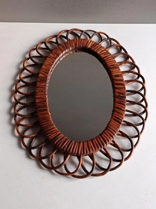 Oval Rattan <b>Mirror</b> Natural Handwoven Wall Frame For Daily Grooming For Makeup Hair Styling And Skincare Routine From India - Product Image 2