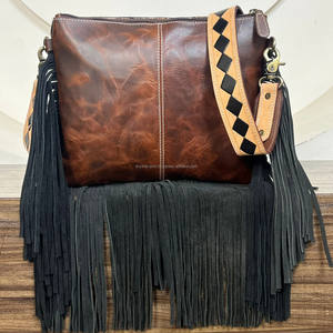 Bolso cruzado con flecos de piel de vaca occidental con solapa de cuero a cuadros a mano bohemio y hermoso bolso de hombro de gran capacidad de lujo - Product Image 6