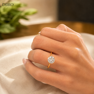 Yellow <b>Gold</b> Plated Trendy Moissanite Solitaire Engagement <b>Ring</b> with Brilliant Round Cut for Women Wedding & Party Gift - Product Image 5