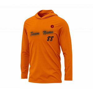 Camiseta de baloncesto naranja para hombre – Corte regular, manga larga, con capucha, con nombre y número del equipo - Product Image 3