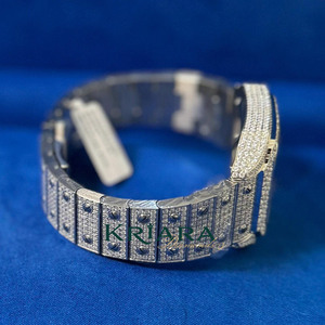 Reloj de Lujo de Acero Inoxidable Plateado con Moissanita de la Mejor Calidad, Elegante, con Movimiento Incrustado de Diamantes Genuinos, Reloj de Pulsera para Hombre - Product Image 4