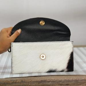 Portefeuille pour femme en cuir de vachette véritable avec broderie, style bohème, fermeture éclair, imprimé animal, court, pour usage quotidien - Product Image 3