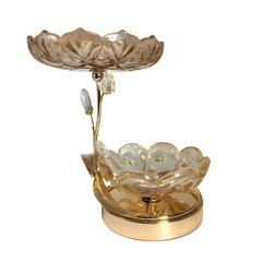 Elegante Juego de Tazones Decorativos de Vidrio de 2 Niveles con Base de Metal y Detalles de Cristal, Perfecto para Centro de Mesa y Decoración de Mesa - Product Image 4