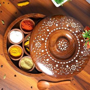 Eco-Friendly Wooden Spice <b>Box</b> Organizer for Kitchen Storage Hand Wash Only Masala Collection <b>Herbs</b> Pantry Essentials Everyday - Product Image 5