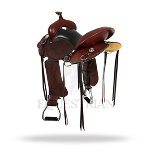 Silla de Montar Western de Cuero con Herrajes de Latón, Equipo Ecuestre Ecológico y Lavable para Montar a Caballo - Product Image 3