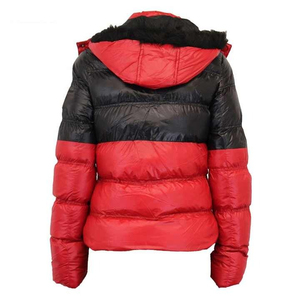 Veste matelassée en duvet de haute qualité avec blocs de couleur, capuche en fourrure, col montant, fermeture éclair, manteau d'hiver chaud, style décontracté unisexe - Product Image 5