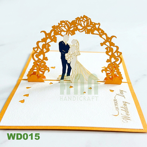 บัตรเชิญงานแต่งงานแบบป๊อปอัพทำมือ3D ตัดเลเซอร์สำหรับเจ้าสาวและเจ้าบ่าวหรูหราตามสั่ง - Product Image 2