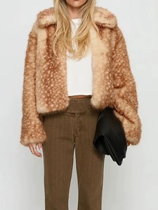 Chaqueta Blusón de Piel Sintética para Mujer, Abrigo Corto Grueso de Invierno con Ribete de Piel, Color Sólido, Manga Larga, Estilo Pullover, Chaqueta de Pelo Sintético para Mujer - Product Image 2