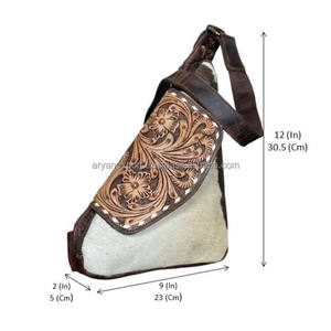Hand <b>Tooled</b> <b>Leather</b> Hiking Daypack Bags for Women Small Cowhide Crossbody Shoulder Bags Genuine <b>Leather</b> Casual Phone Chest Bags - Product Image 2