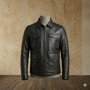 Premium Thick Leather <b>Jacket</b> <b>For</b> <b>Men</b> Fashionable And <b>Long</b> Lasting Comfort Durable Classy Outerwear Soft Premium Style - Product Image 1
