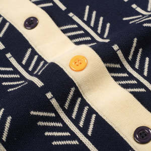 Cárdigan Varsity Premium Transpirable con Cuello en V para Hombre, Suéter de Punto a Rayas con Botones para Uso Universitario en el Campus, Estilo Americano - Product Image 6