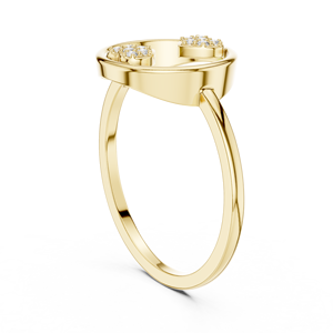 Anillo minimalista con flor de forma redonda y diamante de corte redondo para mujer, banda de oro macizo de 14k, ideal para regalo, compromiso, aniversario, boda. - Product Image 4