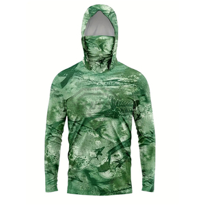 เสื้อฮู้ดดี้ลายพรางสำหรับตกปลา ป้องกันรังสียูวี UPF 50 แขนยาว ระบายอากาศ แห้งเร็ว พร้อมหน้ากากปิดหน้า สำหรับเล่นกีฬา - Product Image 1