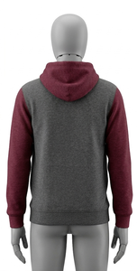 Sweat-shirt à capuche pour homme, manches raglan, gris bordeaux, couleur unie, coupe décontractée, tissu en molleton français, vêtements d'automne - Product Image 3