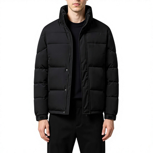 Chaqueta Bomber Personalizada para Hombre con Cuello Alto, Acolchada, Abrigo de Invierno Resistente al Viento, Chaqueta de Plumón para Exteriores, Chaqueta Negra Acolchada para Hombre - Product Image 4