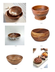 Juego de tazones de madera para servir, con impresión personalizada, revestimiento de esmalte, ecológicos, reutilizables, hechos a mano, para pasta y fideos, para restaurantes - Product Image 2