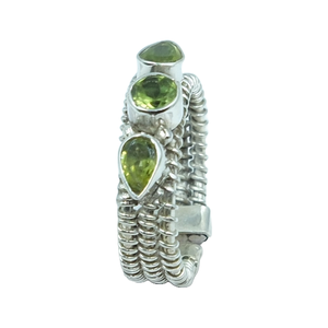 Anillo de Peridoto Verde Natural en Plata de Ley 925, Hecho a Mano, Diseño Multibanda, Estilo Boho, con Piedra Preciosa, para Mujer, Joyería Artesanal - Product Image 1