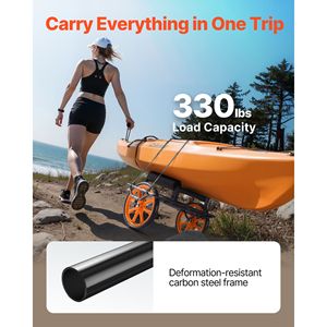 Carrello per Kayak e Canoa con Pneumatici in Gomma Piena da 15 Pollici, Capacità di Carico 150 Kg, Smontabile con Cavalletto, Accessorio 100% Originale - Product Image 1