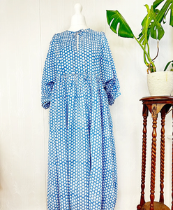 Pur coton Maxi robe indien bloc imprimé Boho coloré terreux Style élégant respirant confortable vêtements de jour taille naturelle - Product Image 1