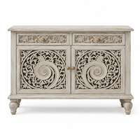 Buffet à 2 portes en bois massif de qualité supérieure, motif spirale, écologique, gain de place, idéal pour salon ou hôtel