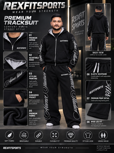 Ensemble survêtement personnalisé pour homme, imprimé DTF, sweat à capuche zippé oversize et pantalon de jogging large, logo personnalisé, streetwear, OEM, marque privée - Product Image 2