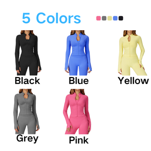 <b>Men</b> Five Piece Eco-Friendly Activewear Set Yellow Stretch Sports Bra Crop Top <b>Long</b> Sleeve Jumpsuit <b>Shorts</b> Leggings Slim Waist - Product Image 5