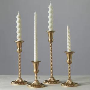 Luxury Gold Metal <b>Twisted</b> Stem <b>Candle</b> Holder Set Elegant Table Decor Stand For Home Dining And Festive Styling From India - Product Image 1