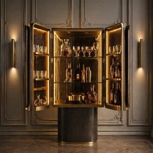 Mueble de Almacenamiento Argmac Moderno con Panel de Barra, Diseño en Madera y Acero Inoxidable, Independiente, Ecológico, Duradero, Acabado en Pintura PU, 3+ - Product Image 4