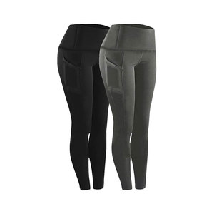 High Waist Yoga <b>Leggings</b> for Women Full Length Seamless Stretch Pants with Pockets Solid Color Spandex Nylon Activewear - Product Image 1