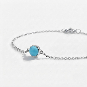 Bracelet à maillons en argent sterling rhodié Rhaya Jewels, avec turquoise géométrique solitaire, serti clos, pour femme - Product Image 2