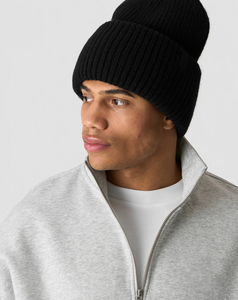 Nuevo Gorro de Punto Acanalado Negro Estilo Vintage High Street, Color Sólido, con Borde Plegable, Cálido para Invierno, para Adultos, Oferta 2026 - Product Image 5