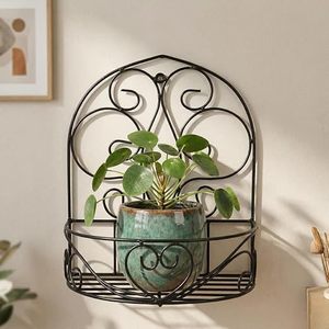 Support mural vintage en métal pour plantes, design circulaire, pour fleurs et plantes vertes, style rustique, finition thermolaquée - Product Image 4