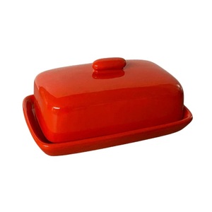 Pot à beurre rustique émaillé avec couvercle à bouton facile à saisir, grand plateau de service, rangement durable pour beurre de cuisine, design élégant - Product Image 6