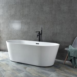 Vasca da Bagno Ovale in Acrilico Bianco 150*80*58cm Senza Base, Modello 822 - Product Image 3