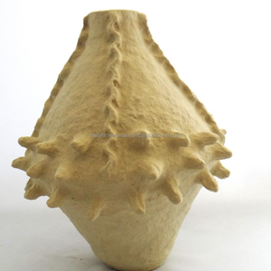 Handcrafted Eco-Friendly Spiked Paper Mache Sculptural <b>Vase</b> <b>Set</b> Unique Organic Modern Decor Artistic Textured Home Decor - Product Image 1